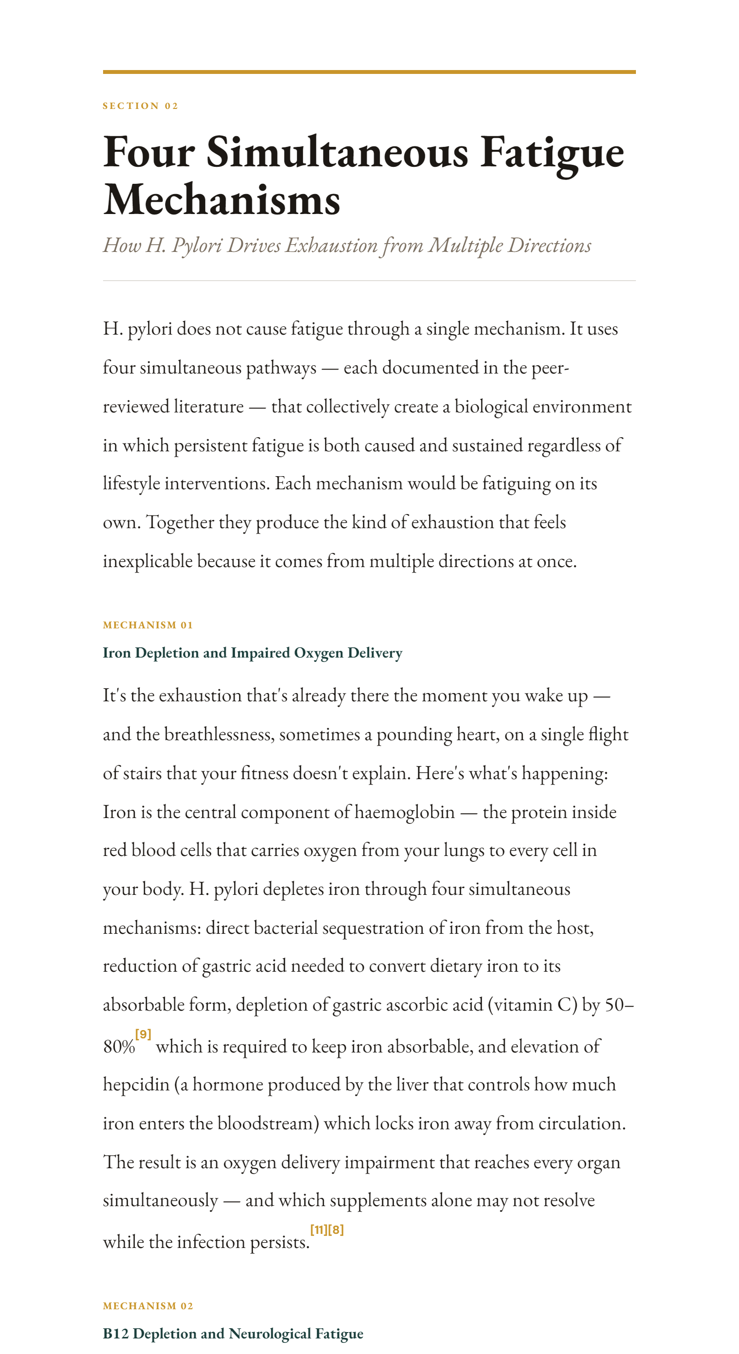 A page from Section 02 of the guide — Four Simultaneous Fatigue Mechanisms